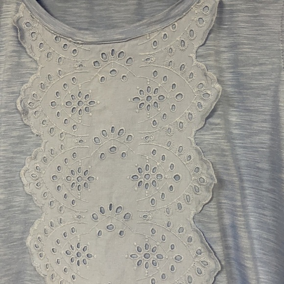Talbots L  baby blue tank top  with eyelet Lace, L - Picture 4 of 7